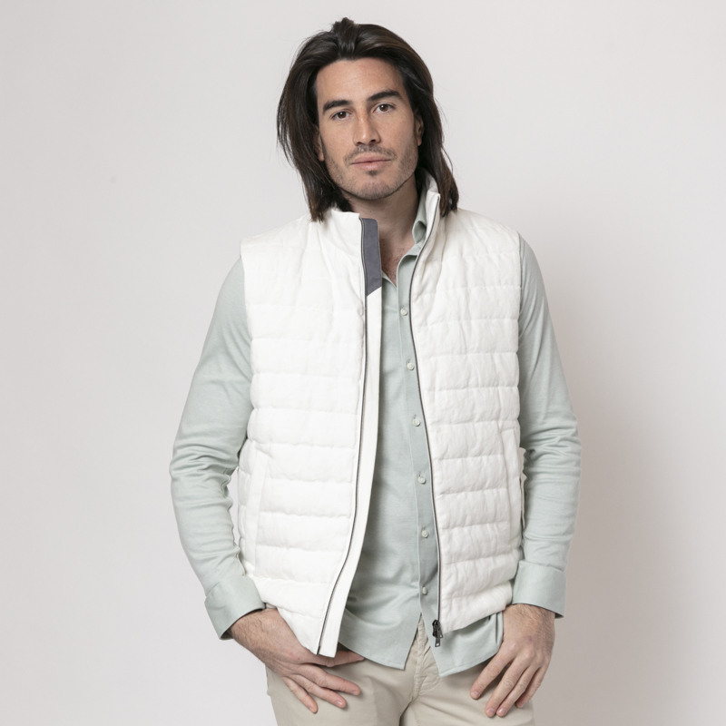 HERNO - Gilet blanc en lin sans manches
