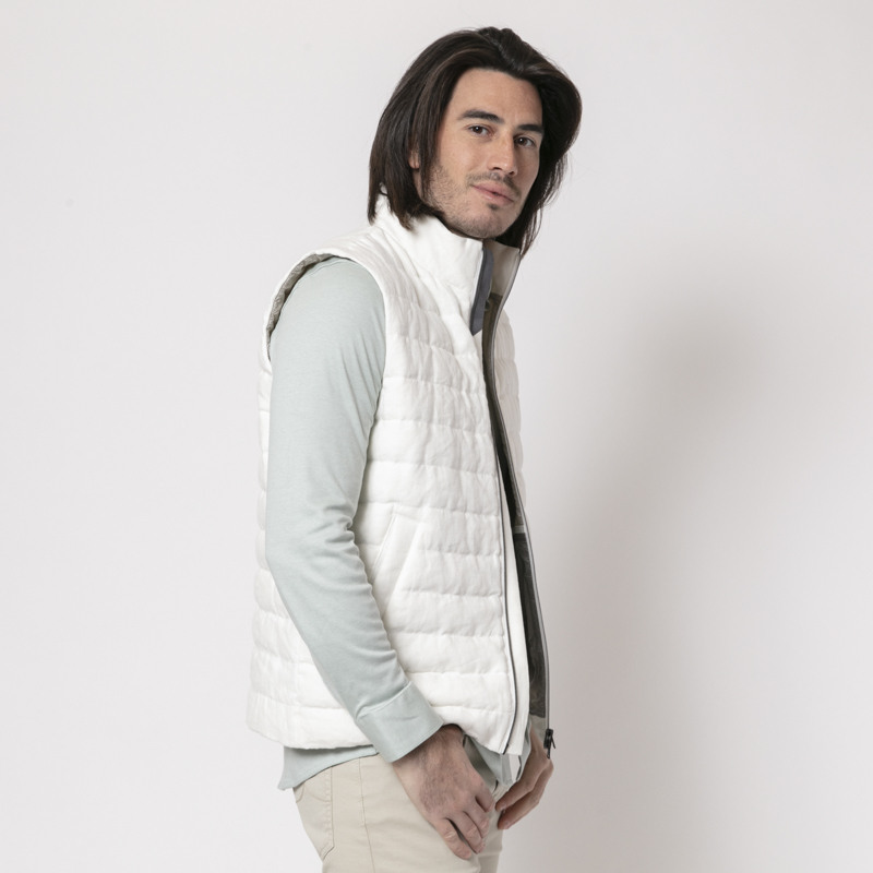 HERNO - Gilet blanc en lin sans manches