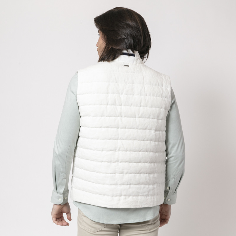 HERNO - Gilet blanc en lin sans manches