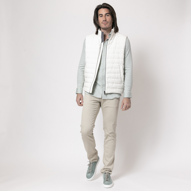 HERNO - Gilet blanc en lin sans manches