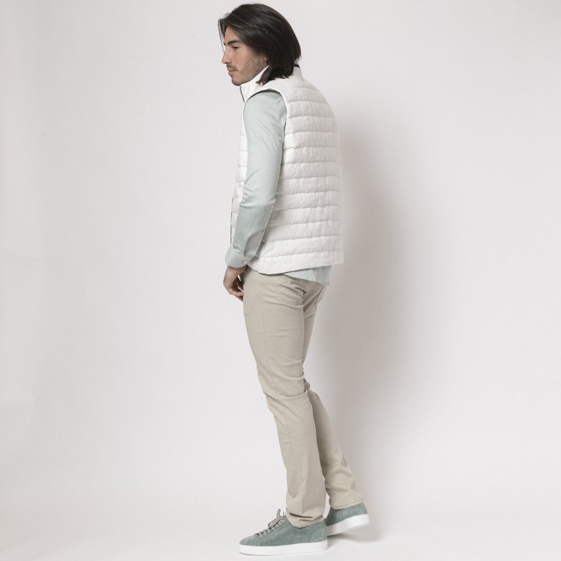 HERNO - Gilet blanc en lin sans manches