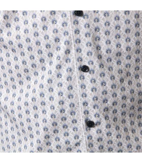 DESOTO - Chemise à motifs lotus beige et bleu