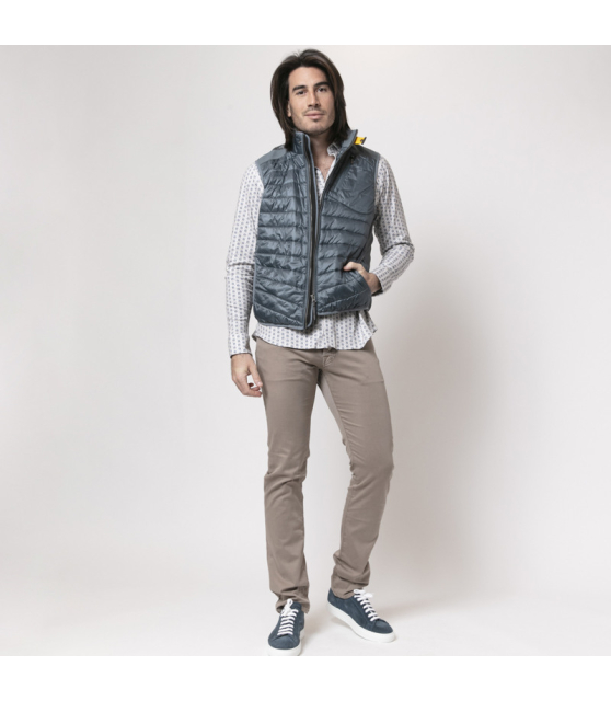 DESOTO - Chemise à motifs lotus beige et bleu