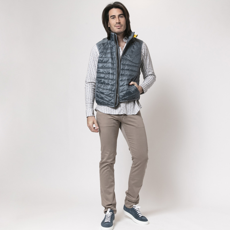 DESOTO - Chemise à motifs lotus beige et bleu