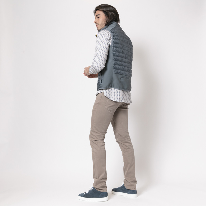 DESOTO - Chemise à motifs lotus beige et bleu