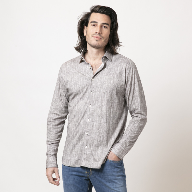 DESOTO - Chemise taupe chiné