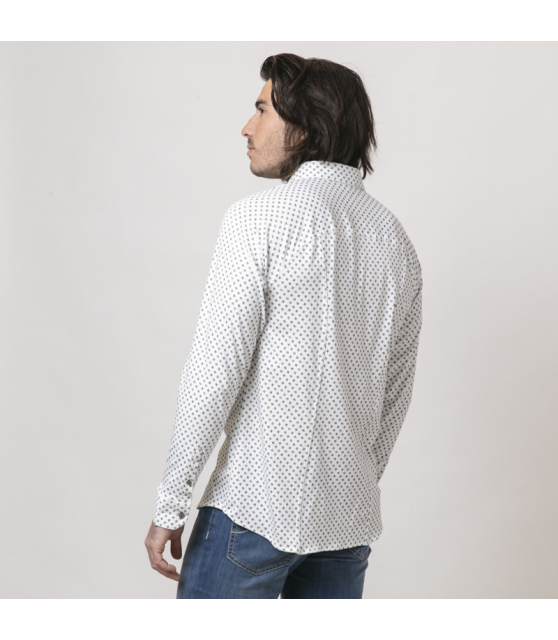 DESOTO - Chemise blanche à motifs fleuris vert et rose