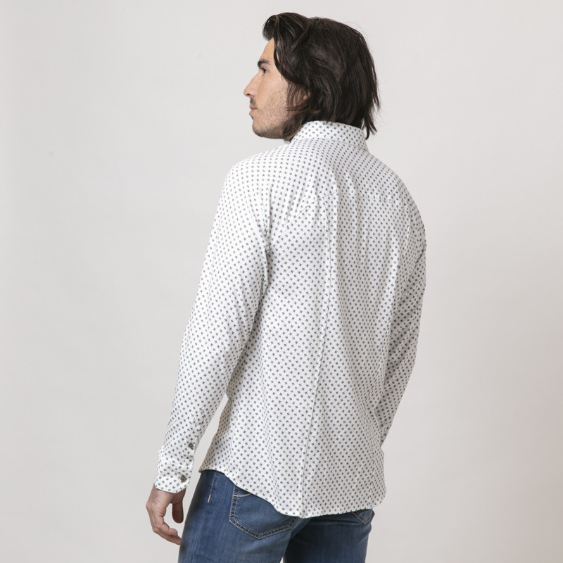 DESOTO - Chemise blanche à motifs fleuris vert et rose