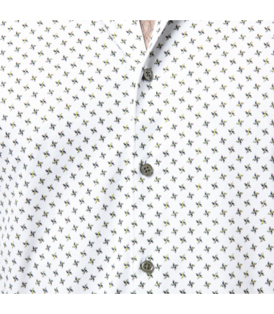 DESOTO - Chemise blanche à motifs fleuris vert et rose