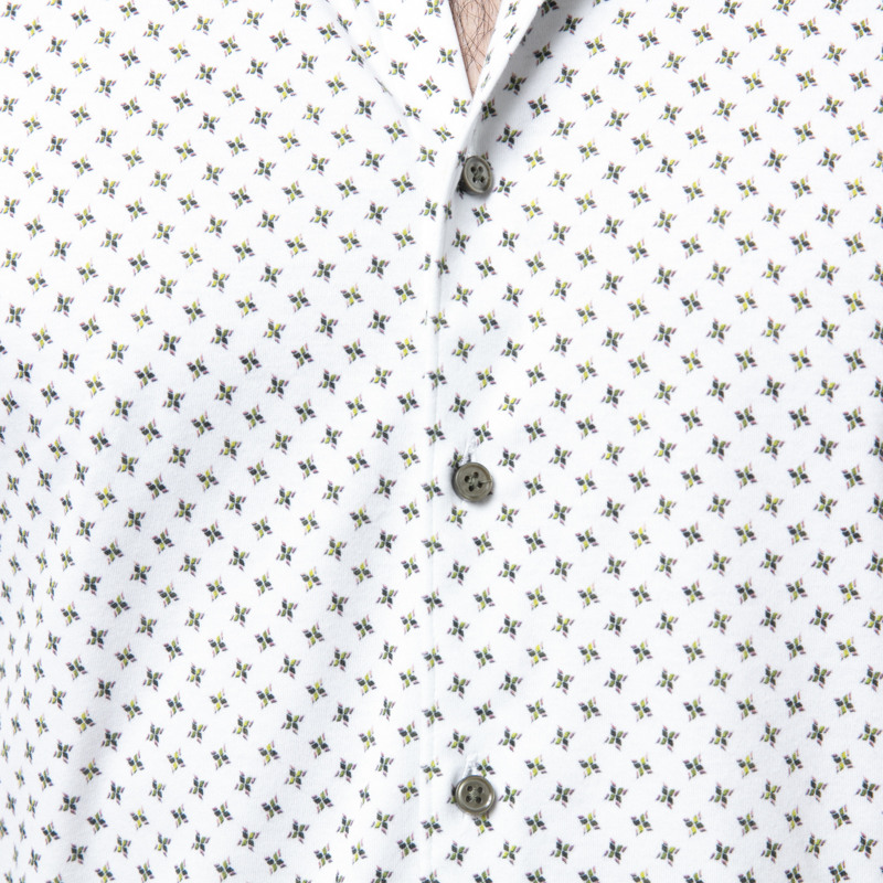 DESOTO - Chemise blanche à motifs fleuris vert et rose