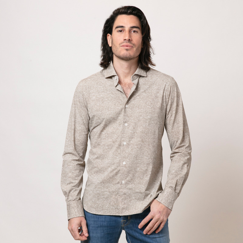 ORIAN - Chemise stretch beige chiné
