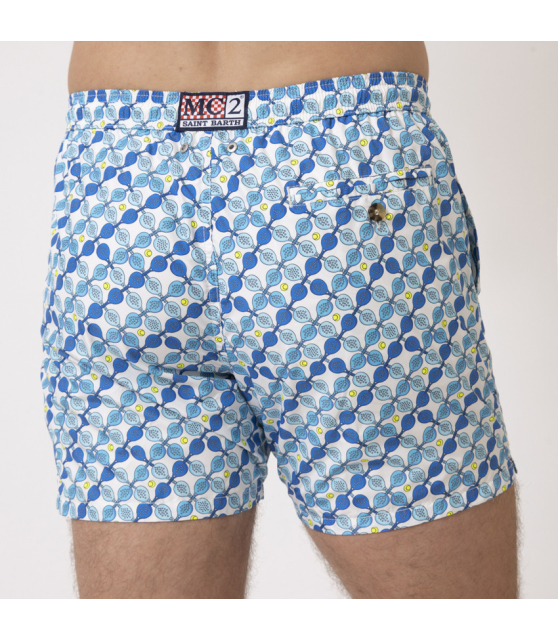 MC2 SAINT BARTH - Maillot de bain blanc à motifs Padel bleus