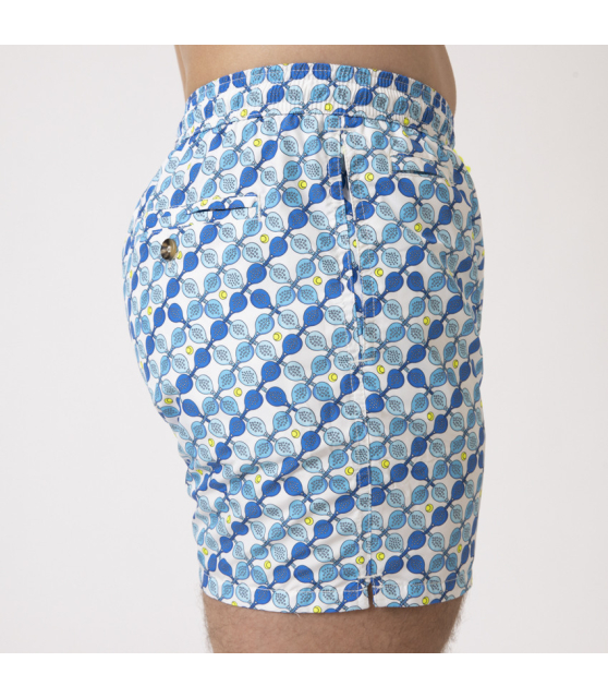 MC2 SAINT BARTH - Maillot de bain blanc à motifs Padel bleus
