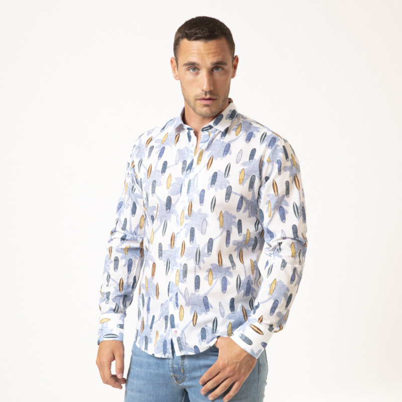 DUNCAN - Chemise blanche à motifs surfs 2