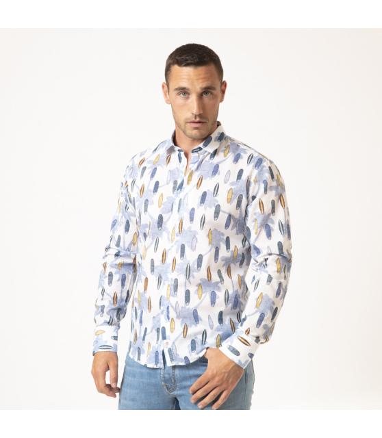 DUNCAN - Chemise blanche à motifs surfs