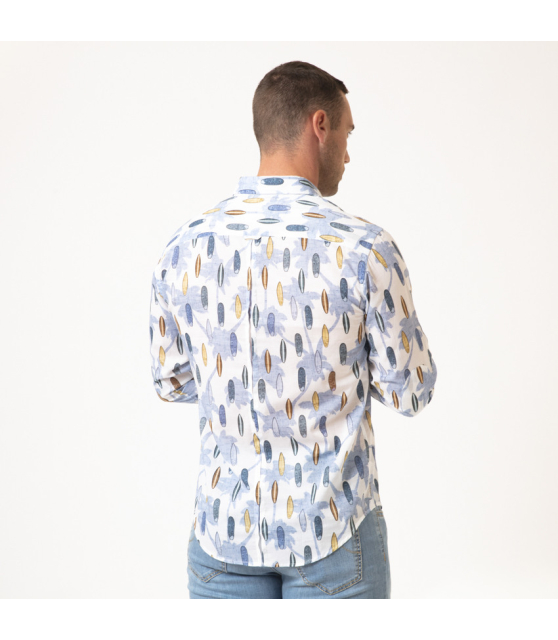 DUNCAN - Chemise blanche à motifs surfs