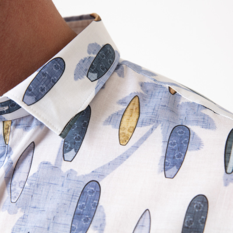 DUNCAN - Chemise blanche à motifs surfs