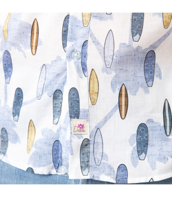 DUNCAN - Chemise blanche à motifs surfs