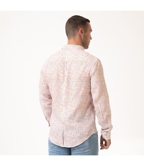 DUNCAN - Chemise blanche à motifs carreaux multi-couleurs