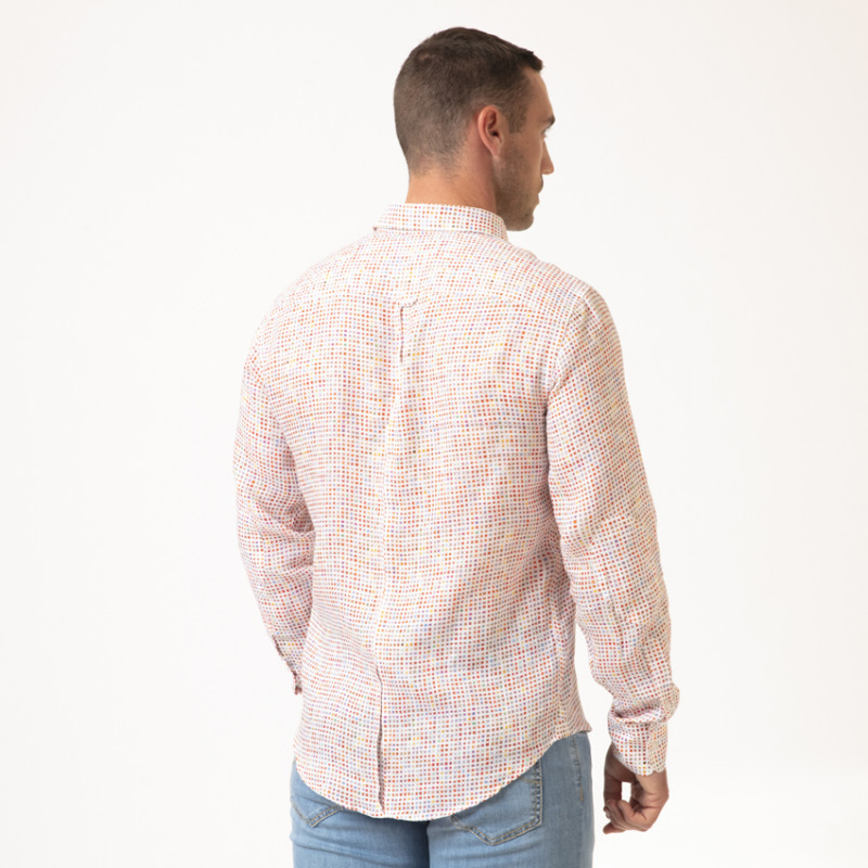 DUNCAN - Chemise blanche à motifs carreaux multi-couleurs