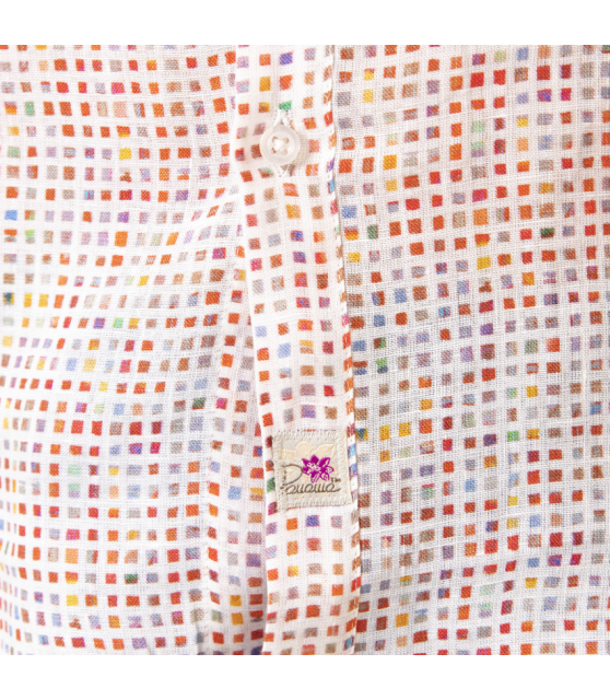 DUNCAN - Chemise blanche à motifs carreaux multi-couleurs