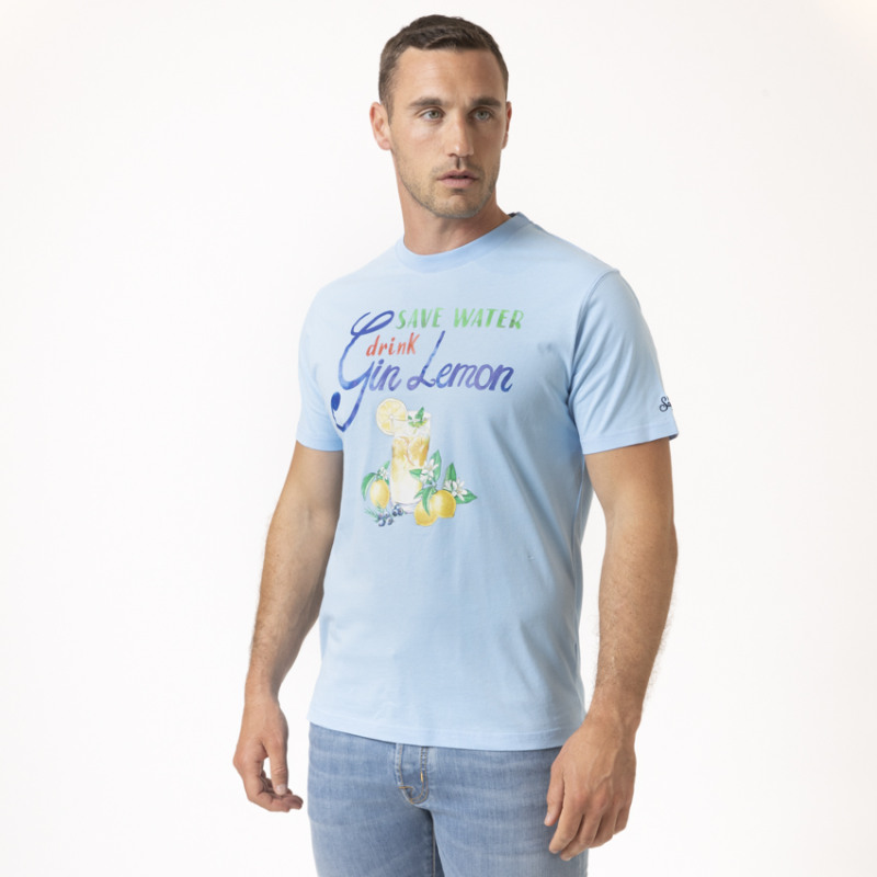 MC2 SAINT BARTH - T-shirt bleu "Drink Gin Lemon"