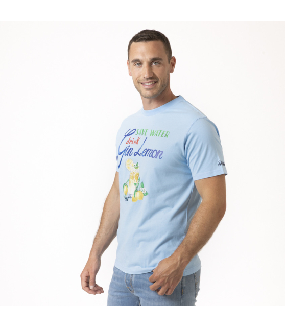 MC2 SAINT BARTH - T-shirt bleu "Drink Gin Lemon"