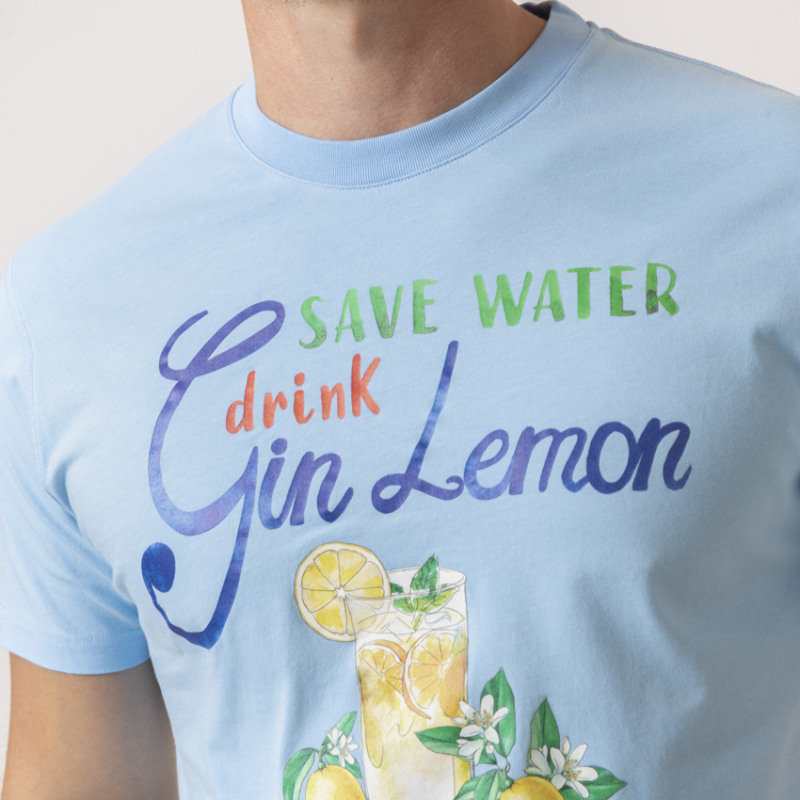 MC2 SAINT BARTH - T-shirt bleu "Drink Gin Lemon"