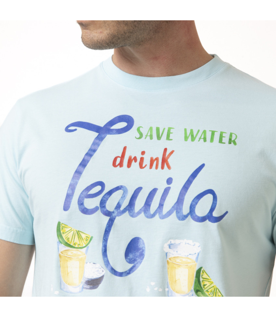 MC2 SAINT BARTH - T-shirt bleu turquoise "Drink Tequila"