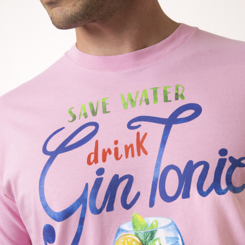 MC2 SAINT BARTH - T-shirt rose "Drink Gin Tonic"