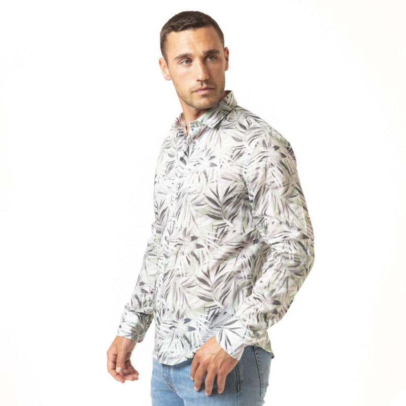 DUNCAN - Chemise vert d'eau à motifs palmiers 2