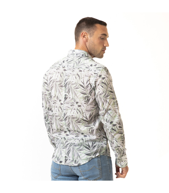 DUNCAN - Chemise vert d'eau à motifs palmiers
