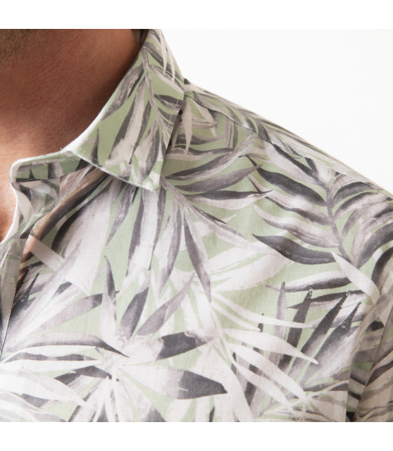 DUNCAN - Chemise vert d'eau à motifs palmiers