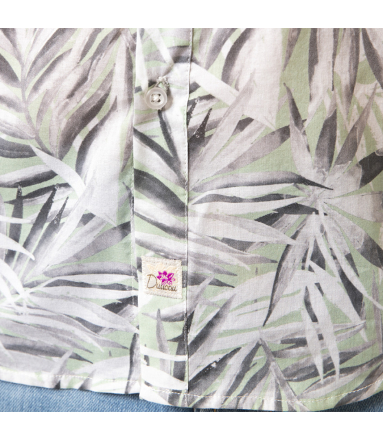 DUNCAN - Chemise vert d'eau à motifs palmiers