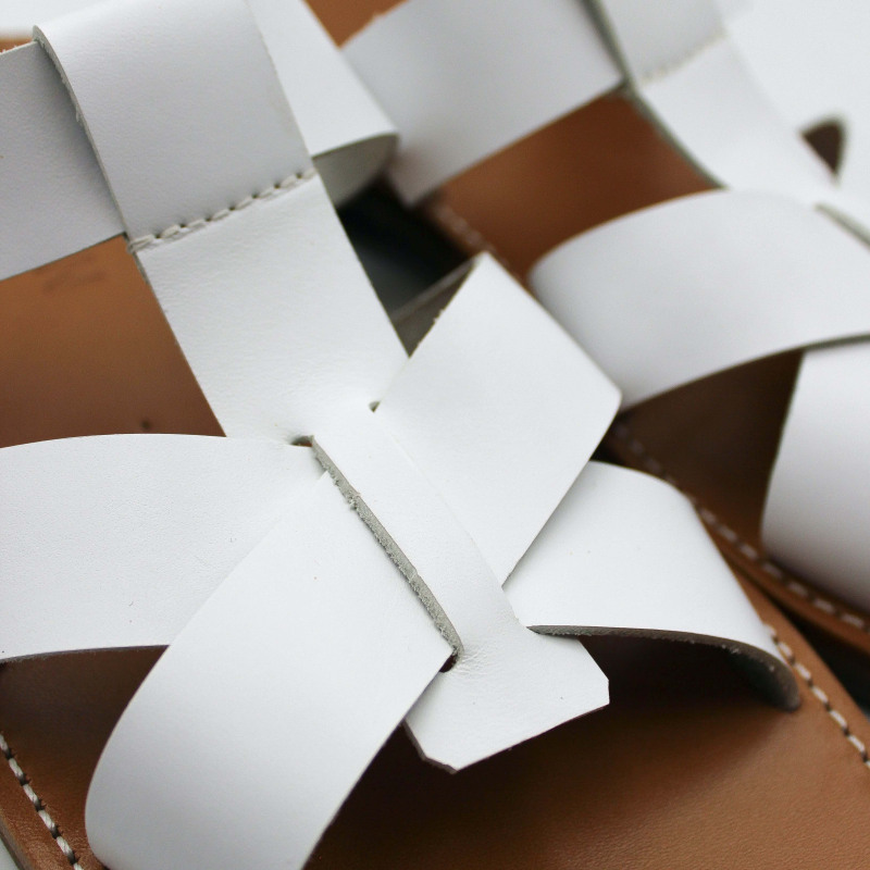 DUNCAN - Sandales blanches en cuir végétal