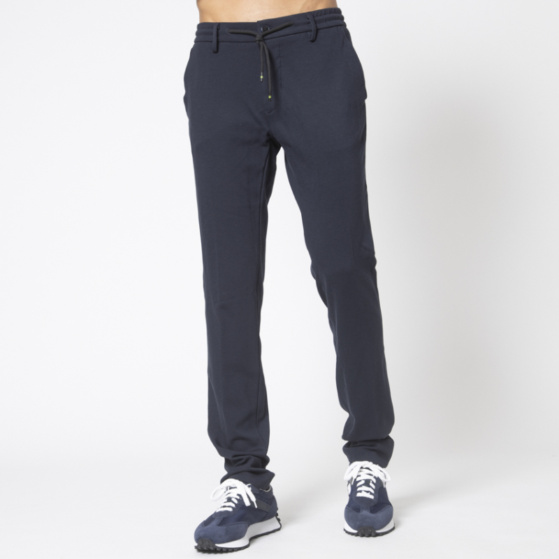 MASON'S - Pantalon chino jogger bleu marine jersey
