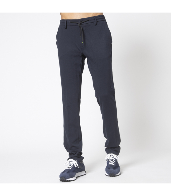 MASON'S - Pantalon chino jogger bleu marine jersey