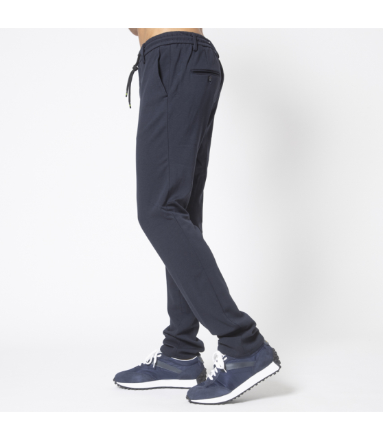 MASON'S - Pantalon chino jogger bleu marine jersey