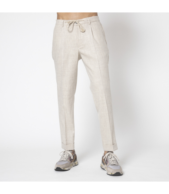 GRAN SASSO - Pantalon beige chiné en laine