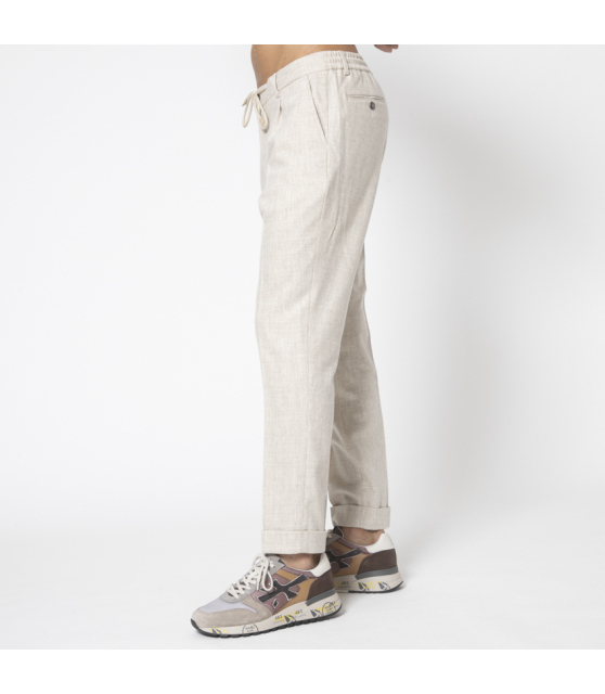 GRAN SASSO - Pantalon beige chiné en laine