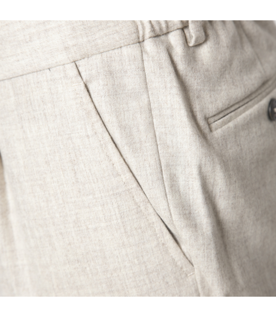 GRAN SASSO - Pantalon beige chiné en laine