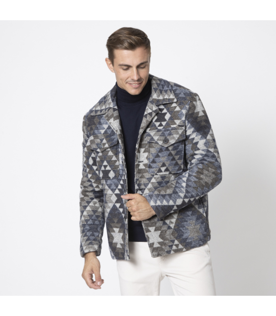 BOB - Veste motifs aztèques bleus et gris