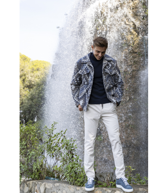 BOB - Veste motifs aztèques bleus et gris