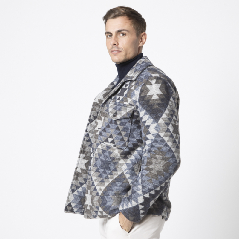 BOB - Veste motifs aztèques bleus et gris 2