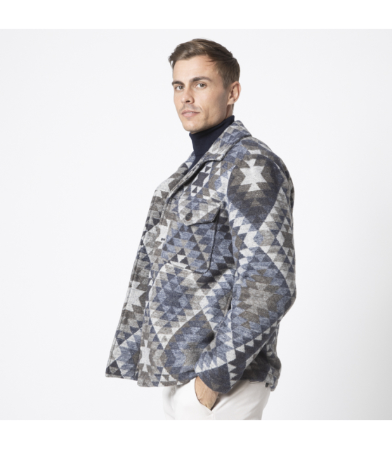 BOB - Veste motifs aztèques bleus et gris