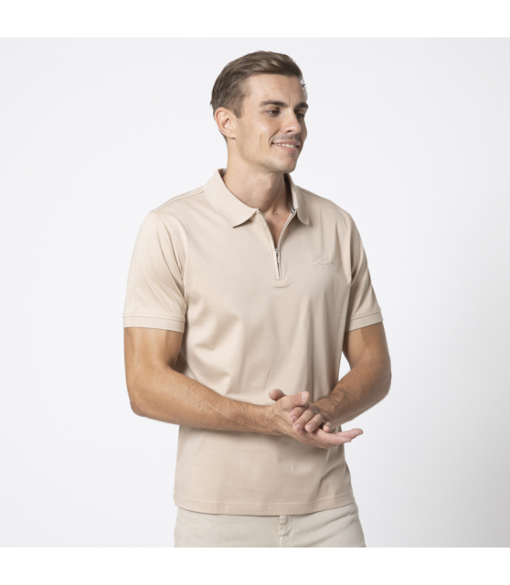 KARL LAGERFELD - Polo beige col zip