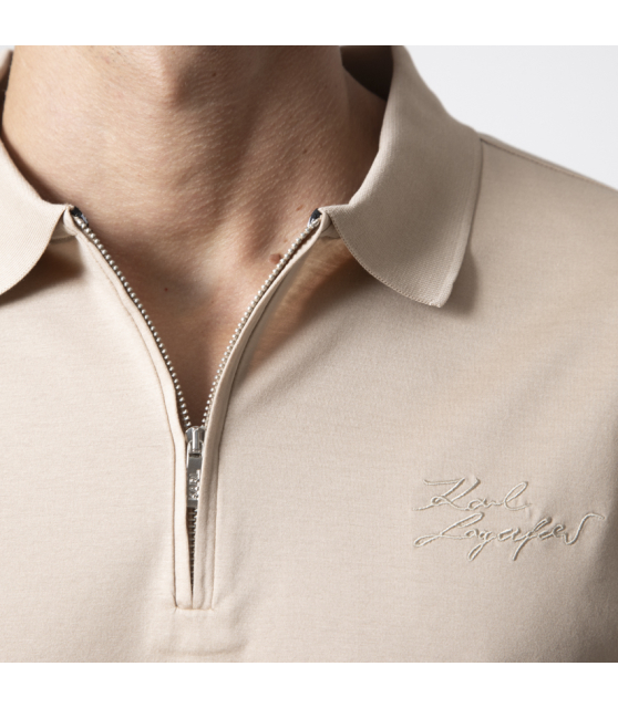 KARL LAGERFELD - Polo beige col zip