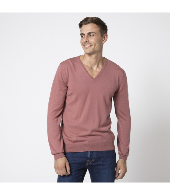 GRAN SASSO - Pull vieux rose col V