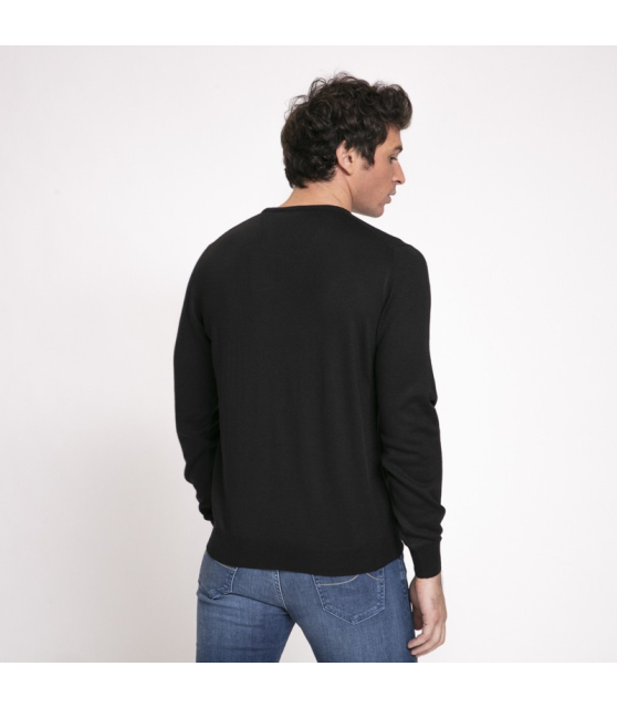 DUNCAN x GRAN SASSO - Pull noir à col V