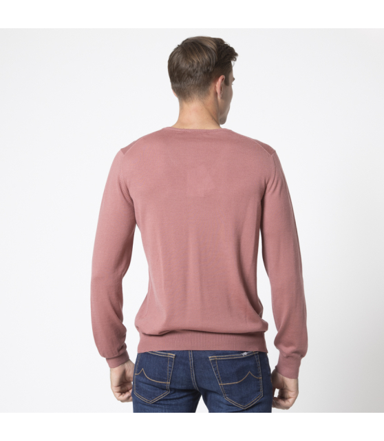 GRAN SASSO - Pull vieux rose col V